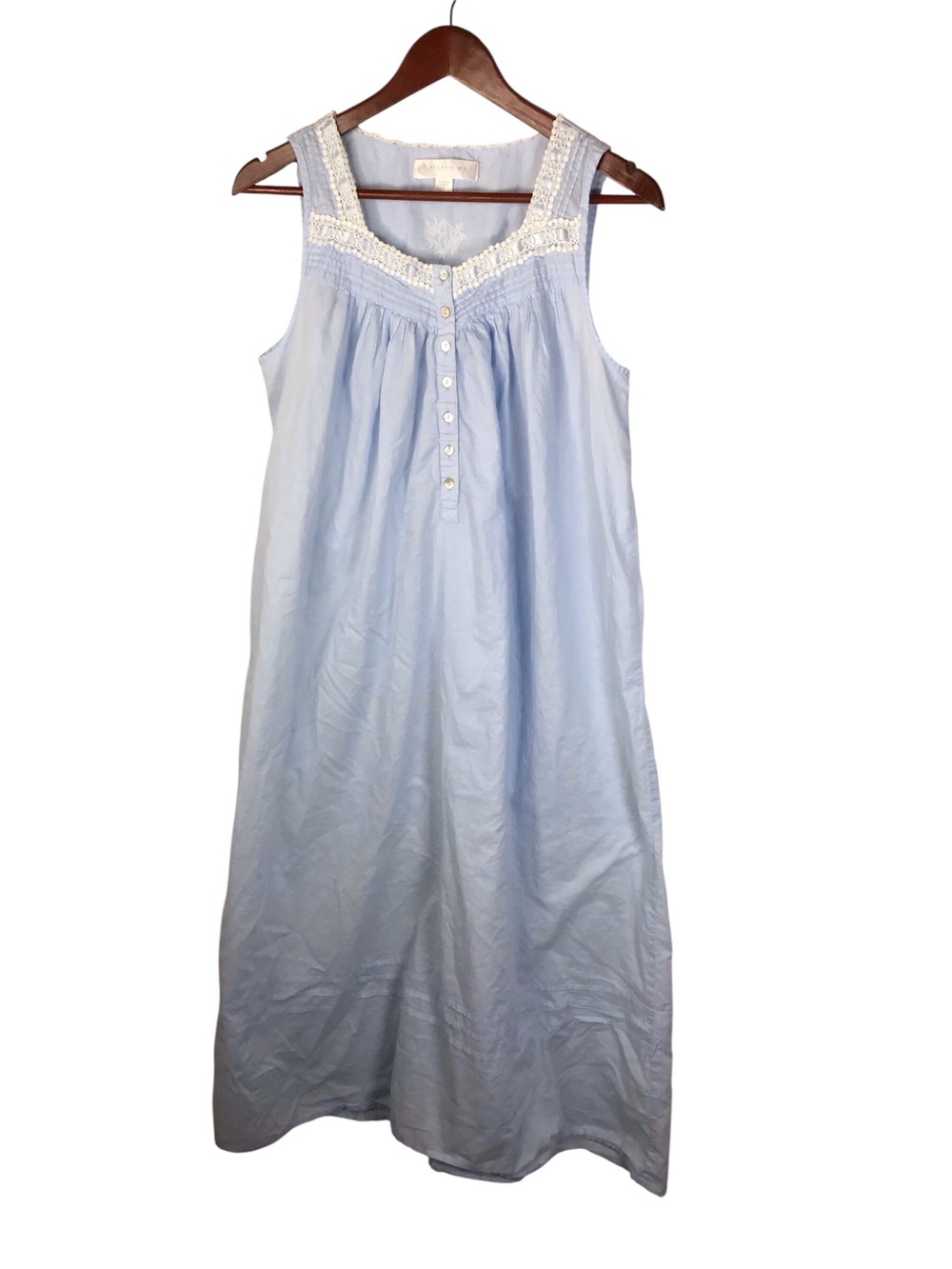 Eileen West Sleeveless Blue Cotton Ballet Nightgown Size Small.